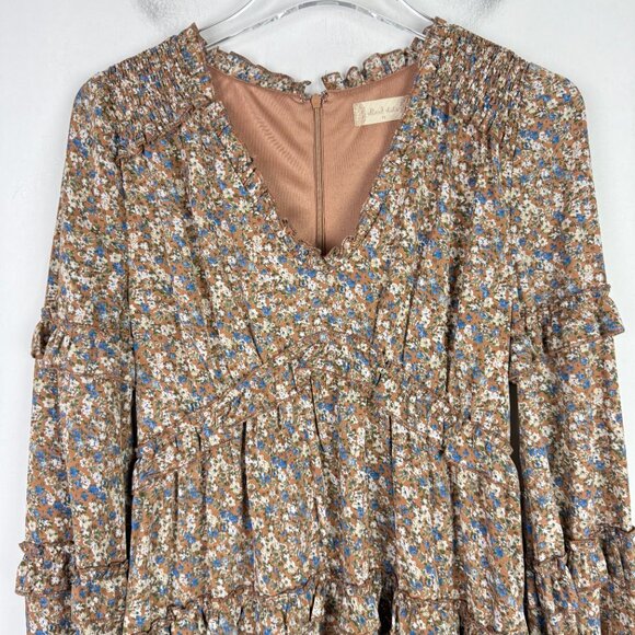 Altar’d State Chelsia Dress Floral Long Sleeves Ruffle Mini Size Medium M EUC - Picture 3 of 13
